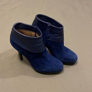 BALENCIAGA PARIS 299984 blue color leather and suede Womens Boots size 36 -US 5”